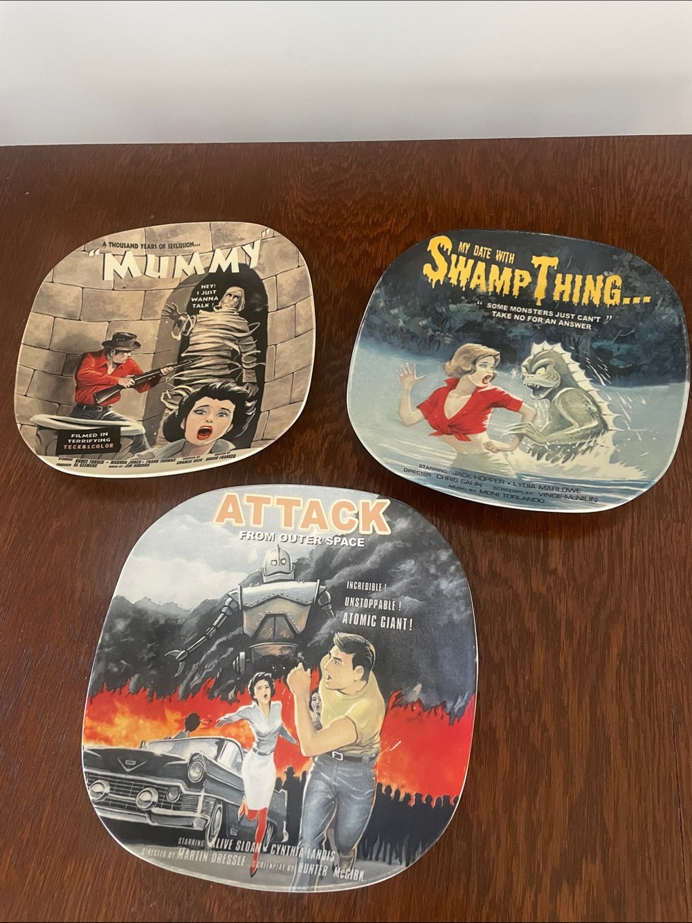 Mulberry Retro Monster Movie Dinner Plates - Red, Black, Cream